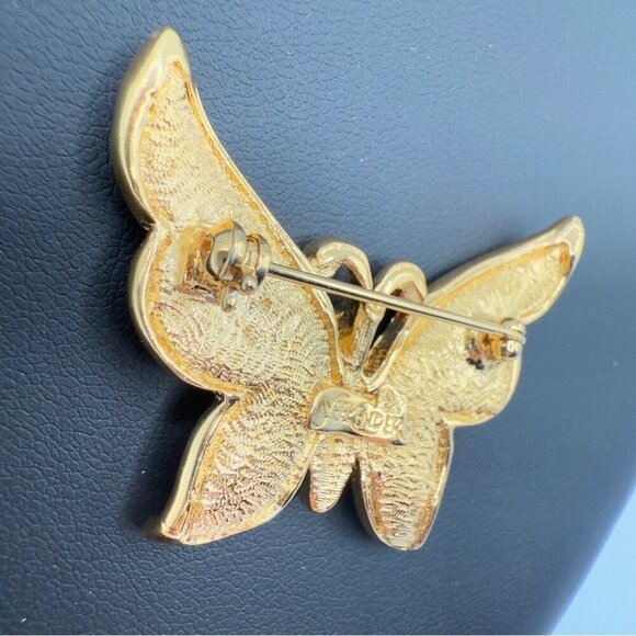Vintage Sparkly Rhinestone Encrusted BUTTERFLY brooch signed Weekender with Gems - Picture 4 of 7